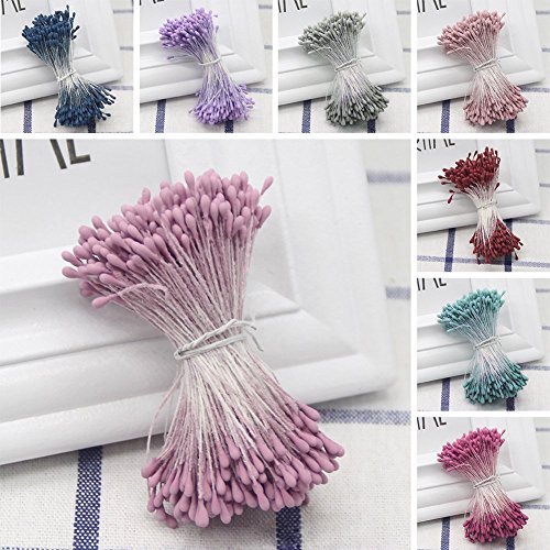 EMVANV 430pcs 0,1 mm Mini Pistil Flores Artificiales, doble punta DIY hecho a mano cabeza suministros para boda fiesta decoración para el hogar accesorios, negro, Tamaño libre