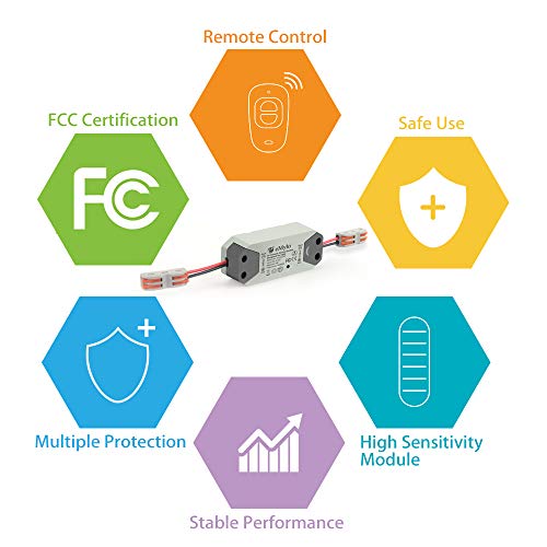 eMylo Interruptor de relé inalámbrico inteligente RF 220V Interruptor de control remoto de 2 canales 90-250V Interruptor de relé de RF Automatización del hogar 433 MHz con dos transmisores 1 paquete