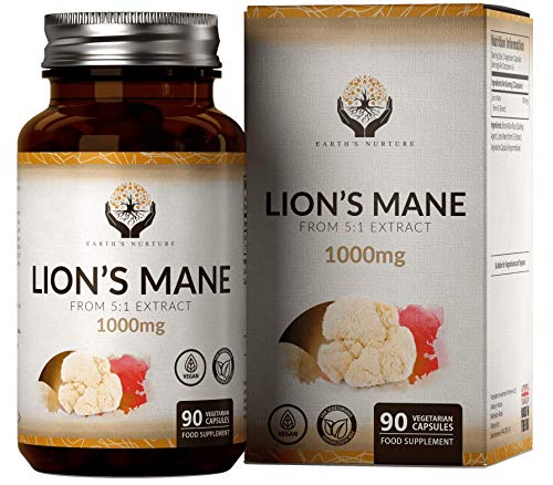 EN Melena de Leon 1000mg por Porcion | 90 Capsulas Veganas de Alta Potencia | Lions Mane Nootropicos | Sin OGM, Gluten, Lacteos o Alergenos