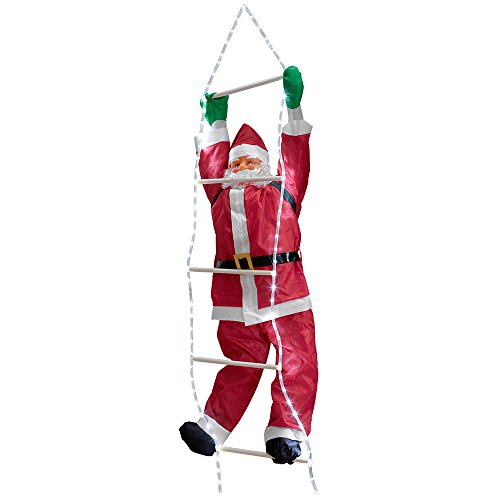 [en.casa] Papá Noel en la Escalera LED de 250cm a 120cm decoración para Navidad