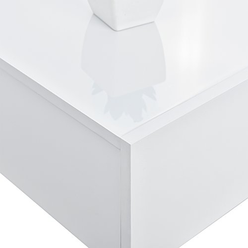 [en.casa] Set de 2 Mesitas de Noche de Pared con cajón - Lacado Brillo Blanco - 46x30x15cm