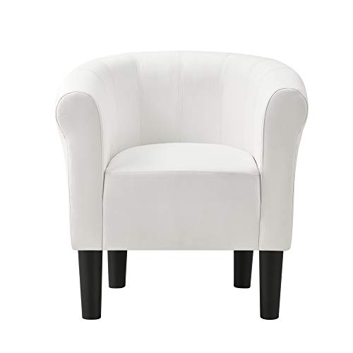 [en.casa] Sillón Relax Elegante Butaca 70x70x58 cm Asiento cómodo de Piel sintética Blanco