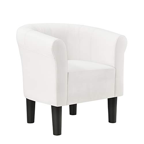 [en.casa] Sillón Relax Elegante Butaca 70x70x58 cm Asiento cómodo de Piel sintética Blanco