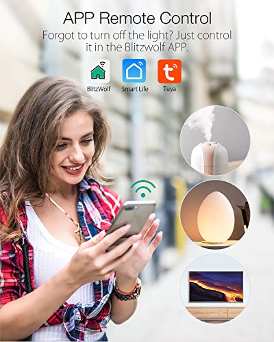 Enchufe Inteligente Wifi, BlitzWolf 16A Mini Wifi Smart Plug Smart Funciona con Alexa Google Assistant BW Tuya App Control remoto en Cualquier Lugar y en Cualquier Momento Función de Temporización