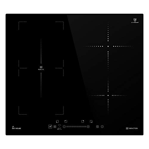 Encimera de inducción 59cm (Autárquica, 7kW, 9 pasos, 4 zonas, zona flexible, sin marco, teclas de sensor TouchSelect, amplificador, pantalla LED) IND5901FZ - KKT KOLBE