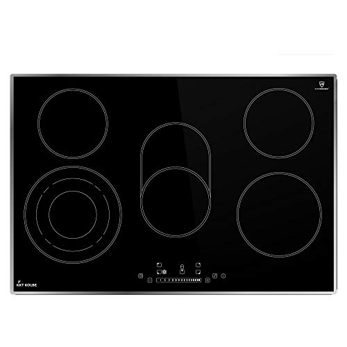 Encimera vitrocerámica 77cm (Placa de cocina, autosuficiente, 8,6kW, 9 escalones, 5 zonas, marco de diseño, triple zona, táctil, zona de tostado, temporizador automático) KF7705ED - KKT KOLBE