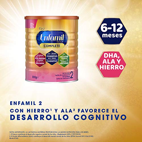 Enfamil Premium Complete 2 - Leche Infantil de Continuación para Lactantes Bebés de 6 a 12 Meses, 800 gr