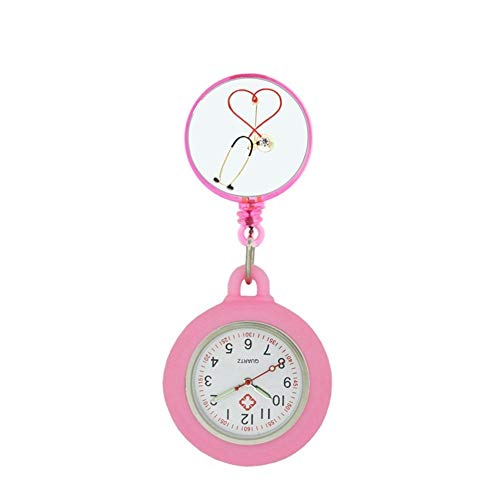 Enfermero Nueva Enfermera médico del Hospital Latido del corazón del Estetoscopio de Relojes de Moda for Hombre médicos retráctil Pediatría Relojes de Bolsillo de Regalo (Color : 7)