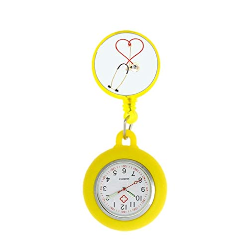 Enfermero Nueva Enfermera médico del Hospital Latido del corazón del Estetoscopio de Relojes de Moda for Hombre médicos retráctil Pediatría Relojes de Bolsillo de Regalo (Color : 7)