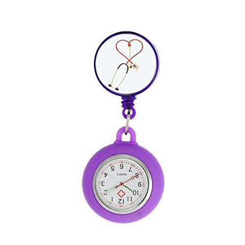 Enfermero Nueva Enfermera médico del Hospital Latido del corazón del Estetoscopio de Relojes de Moda for Hombre médicos retráctil Pediatría Relojes de Bolsillo de Regalo (Color : 7)