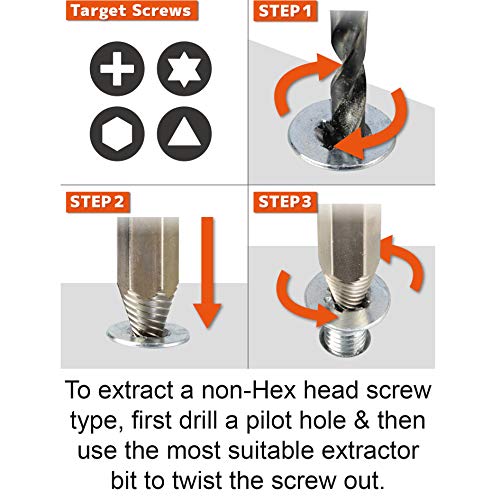 ENGINEER DBZ-20 Juego de Brocas (Fabricado en Japón) para Tornillos dañados, Incluyendo Pero no confinado a Cabeza Hexagonal y Phillips, Extractor Bit Set (for Hex heads)