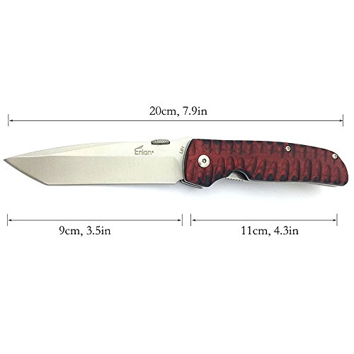 Enlan Navaja L01Mct Tanto Madera Edc Llavero Navaja de Bolsillo Cuchillo de Plegable - Hoja 9 Cm