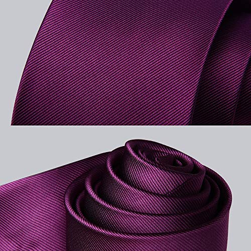 Enlision Juego de corbata cuadrada y corbata de bolsillo en color lila macizo para hombre