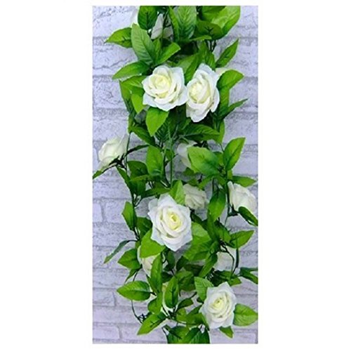 Enredadera artificial, de la marca AlphaAcc, con rosas de seda y hojas verdes, guirnalda de decoración para fiestas, hogar, boda 2 unidades