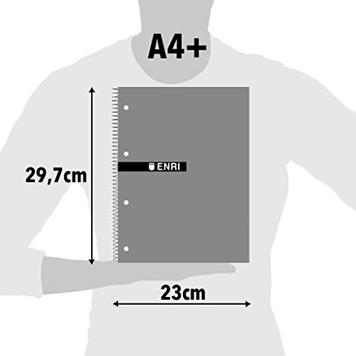Enri Status 100435670 Cuadernos espiral microperforados, tapa extradura, A4+, Pack de 5
