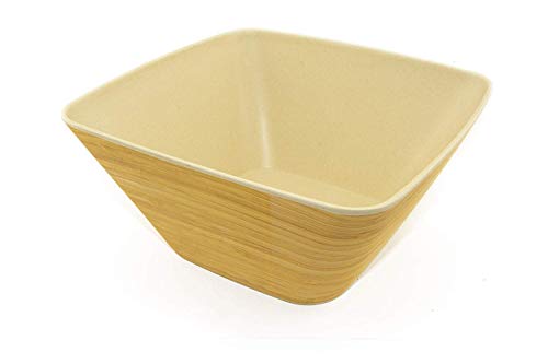 Ensaladera de Bambu Grande ♻ Ensaladera de Madera Ecologica (Fibra de Bambú) - Cuadrada, Familiar 24 cm - Eco, Bio, Sin BPA - Respetuosa con el Medio Ambiente - Moderna Original Rectangular - Lechuga