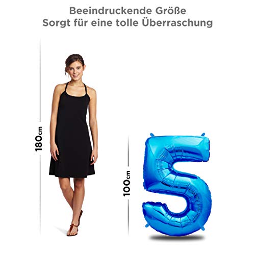 envami Globos de Cumpleãnos 5 Azul I 101 CM Globo 5 Años I Globo Numero 5 I Decoracion 5 Cumpleaños Niños I Globos Numeros Gigantes para Fiestas I Vuelan con Helio