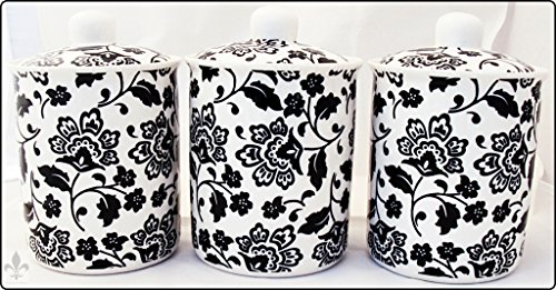 Envases para café, té y azúcar con diseño florentino, de color blanco hueso (porcelana china), decorados a mano en el Reino Unido - -