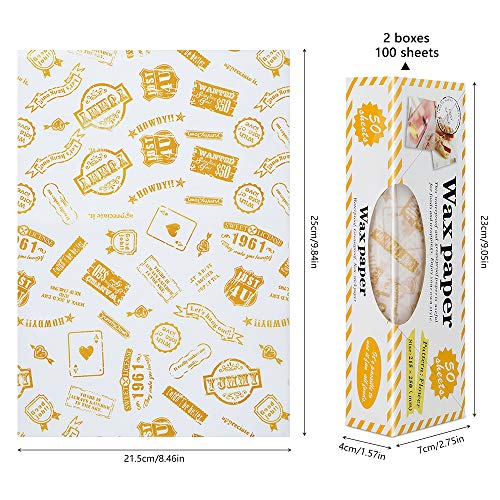 Envoltorio Cera de Abeja, HICOO Reutilizable Papel para Envolver Alimentos Cera Abeja para Queso, Sándwich, Hamburguesa, Papas Fritas, Pan, Galleta, Turrón 100 Piezas