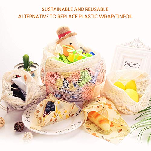 Envoltorio Cera de Abeja Reutilizable,3+3 Pack Beeswax Wraps,Envoltorios Puede Almacenar Alimento,Alternativa A Las Envolturas De Película Adhesiva para Almacenamiento De Queso,Zero Waste (Negro)