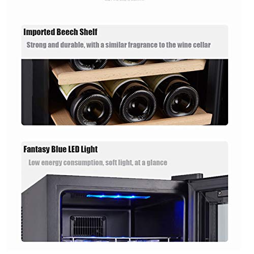 EnweGey Refrigerador Bodega, Vinotecas 12 Botellas con Display Digital y Panel de Control Táctil, Iluminación LED, Botellero Nevera para Vinos (Temperatura: 11-18 °C),Full Metal Shelf