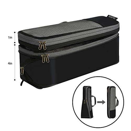 Eono by Amazon - Organizadores de Viaje de compresión expandibles, Impermeable Organizador para Maletas, Organizador de Equipaje, Cubos de Embalaje, Compression Packing Cubes, Negro, 6 Set