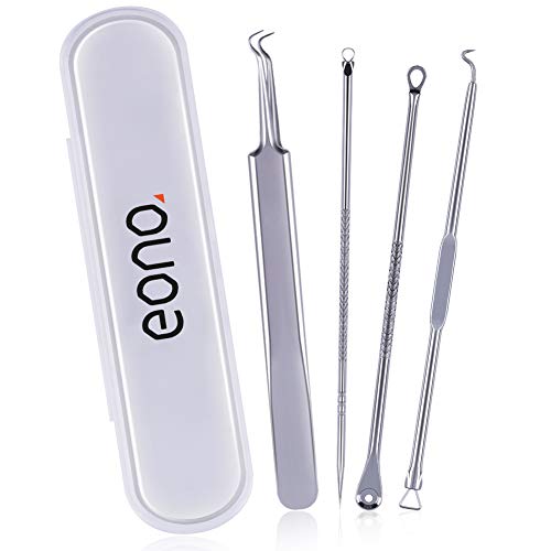 Eono by Amazon - Puntos Negros Aguja Extractor Limpiador Juego de 4Pcs Kit Blackhead Remover para Quita Espinillas Negros Comedones Herramientas