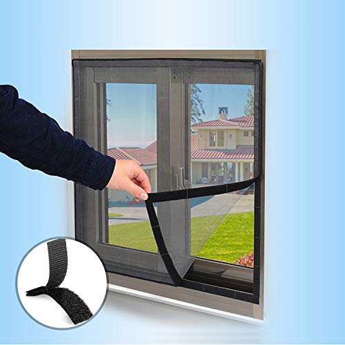 EOTW Belcro Adhesivo Doble Cara 12 Unidades 30 * 100 mm Mosquitera Ventana Pegatinas Pegajosas tiras de Gancho y lazo con Extra Fuerte Pegado Adhesivo Nylon Negro (30 * 100mm-12pcs)