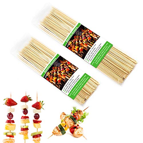 EQLEF 100PCS de 15 cm Brochetas de bambú y 100PCS de 25 cm BBQ Palitos de Kebab de Frutas para Fiesta, Banquete, bufé, Vida Cotidiana a la Parrilla de la Barbacoa, canapé, malvavisco, Postre, cóctel