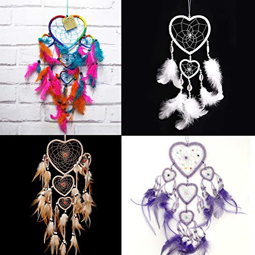 EQLEF Aro Atrapasueños Grande, 10 Piezas Dream Catcher Hoop Plastic, Anillo de macramé en Forma de corazón Blanco para tamaños DIY Crafting-5