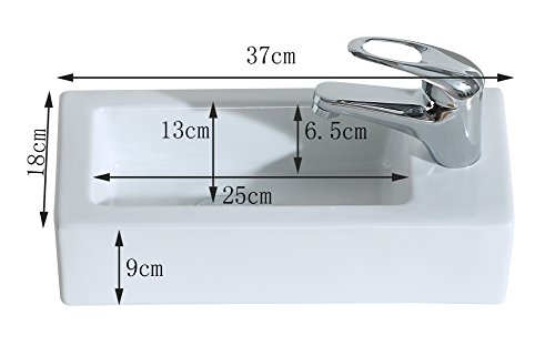 Eridanus Lavabo de Cerámica, Fregadero de Rectángulo de Doble Uso de Serie Vento-right(37x18x9cm)