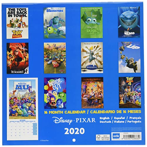 ERIK - Calendario de pared 2020 Pixar Movies, 30 x 30 cm