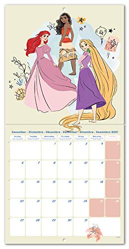 ERIK - Calendario de pared 2021 Princesas Disney, 30x30 cm