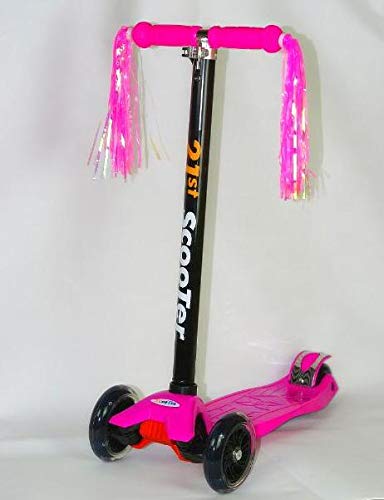 erioctry - Manillar infantil para bicicleta y scooter, varios colores, con pompones y puños para bicicleta, color rosa