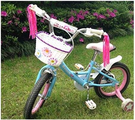 erioctry - Manillar infantil para bicicleta y scooter, varios colores, con pompones y puños para bicicleta, color rosa