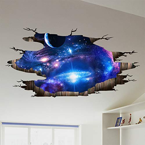 ERQINGQT Etiqueta De La Pared Universo Galaxy Pegatinas De Pared De Vinilo DIY Vía Láctea Lobos De La Luna Calcomanías Murales para Habitaciones De Niños Dormitorio De Bebé Decoración