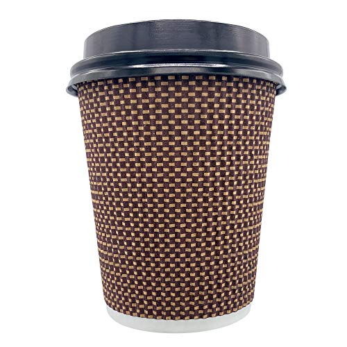 Erreke – Vasos Desechables de Triple Pared con Tapa, 240 ml, 8 Onzas, para café, té, Bebidas Calientes y frías (50)