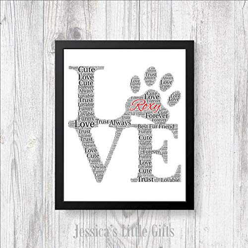 Erti567an Love Pets Paw Dog Word Art - Impresión personalizada para cumpleaños o Navidad