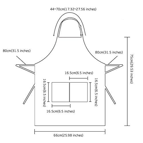 esafio 2 Piezas Delantales Impermeables, Delantal de Trabajo Ajustables del Cocinero con 2 Bolsillo para Mujeres Hombres,Delantal Chefs Cocina para Cocinar/Hornea/Barbacoa (Rojo)