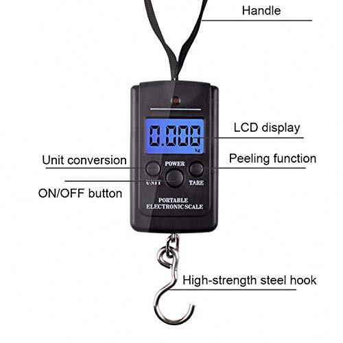 Escala De Alimentos 40Kg/100G Lcd Báscula De Equipaje Digital Gancho Colgante Portátil Báscula Electrónica Pesca Viaje Peso Balance Báscula Luz De Fondo O No B Luz De Fondo