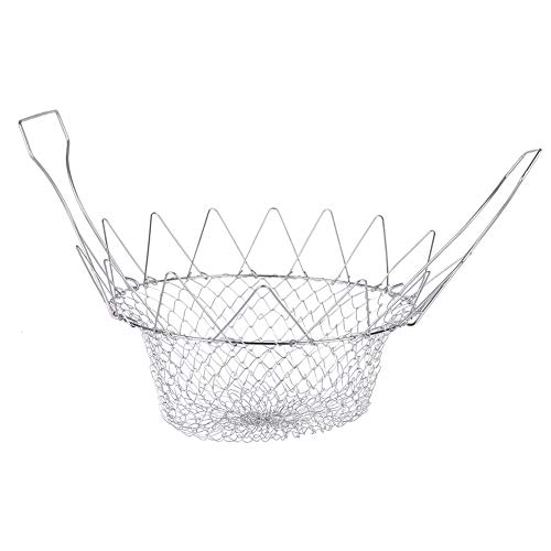 Escurridor de acero inoxidable Skimmer Cesta de red de freír plegable Colador de cocción para papas fritas Patata freidora Cocina de alimentos fritos Herramienta de cocina