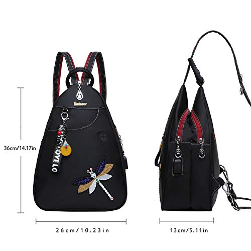 Eshow Mochila Bolso Bandolera para Mujeres y Chicas de Tela Nylon con Puerto de USB Viaje Casual Escolares