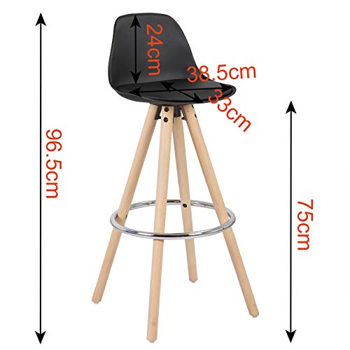 eSituro 2X Taburetes de Bar Sillas Altas, Asiento Tapizado de Cuero Sintético Juego de 2 Taburete Alto Patas de Madera con Respaldo Sillas Comedor Blanco SBST0215