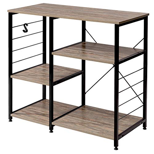 eSituro Estante Multiuso Estantería de Cocina Estante de Escalera Estante de Almacenamiento de Organizador Multifuncional para Microondas Libros Plantas con 4 Estantes 90x40x83,5cm SSTR0062