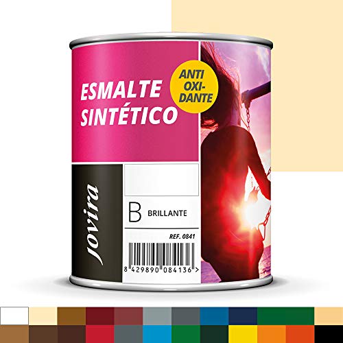 ESMALTE SINTÉTICO ANTIOXIDANTE BRILLO. Protección y decoración de superficies de acero, hierro y madera. (750ML, CREMA)