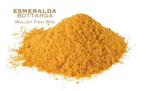 Esmeralda Bottarga rallada en tarro de 70 g - Caviar mediterráneo - (Huevas de salmonete secas) Captura salvaje kosher del mar Mediterráneo