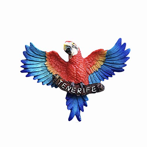 España Tenerife 3D Guacamayo Loro recuerdo imán para nevera, hecho a mano casa y cocina decoración Tenerife Refrigerador imán colección