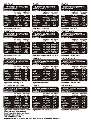 Especiero con frascos de cristal - Madera - Selección de 12 especias