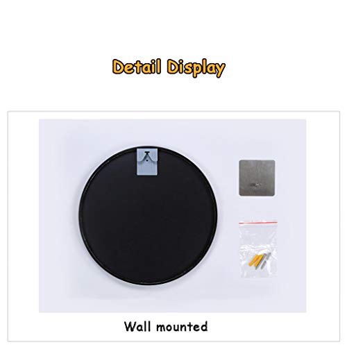 Espejo de Pared de 70cm, Espejo Redondo Grande Premium Marco de Metal Negro Cepillado Moderno Espejo Colgante de Maquillaje para decoración del hogar, tocador, baño, Sala de Estar, Dormitorio