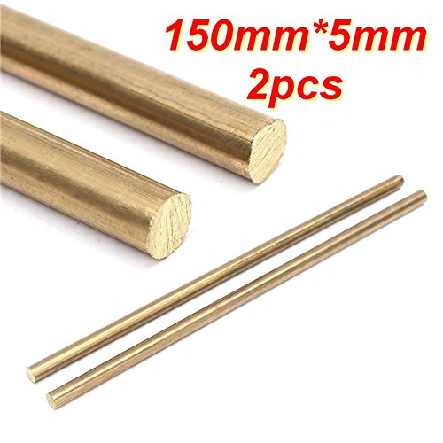 EsportsMJJ 2Pcs 150 mm X 5 mm Barra De Latón Barras Redondas Sólidas De Hardware